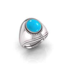 todani jems 8.25 Ratti Turquoise Stone Original Certified Firoja Gemstone Silver Plated | Adjustable Ring-picture-12