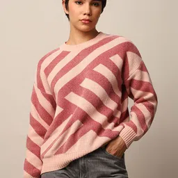 ONLY Women Striped Pullover with Fuzzy Detail-image-11