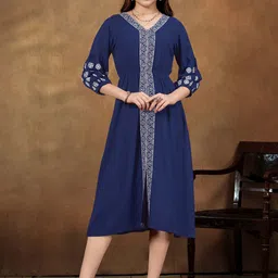 Anouk Women Embroidered V Neck Ethnic Dresses-image-95