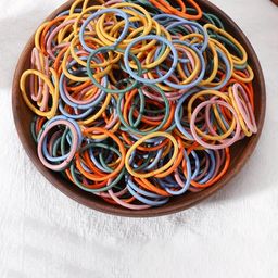 LYTIX Girls Set Of 100 Mixed Color Durable Ponytail Holders-46