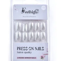 FEELHIGH Set Of 24 Re useble Press-On Chrome Nails - C05 image 3