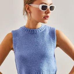 BIANCO LUCCI Women Ribbed Sweater Vest-image-86