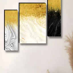 Myntra Elegant Homes White & Gold-Toned 3 Pieces Abstract Printed Wall Art-23