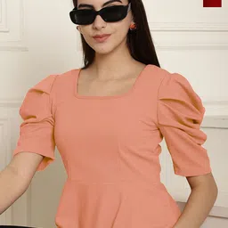 Metronaut Pack of 2 Women's Puff Sleeve Peplum Top-picture-45