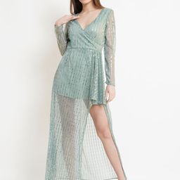 MISS HAUTE Women V-Neck Embellished Side Slits Midi Dress-image-42