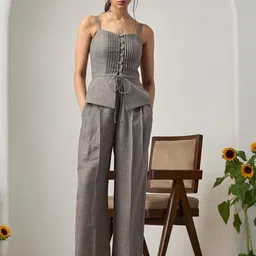 Maisolos Serena Organic Cotton Shoulder Straps Top with Trousers Co-Ords-image-27