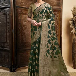 SAMAH Woven Design Zari Silk Blend Chanderi Saree-picture-15