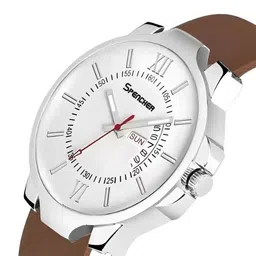 SPENCHER Men Analogue Multi Function Watch SW Dope2 White Dial Brwon Silicon StrapDD image 2