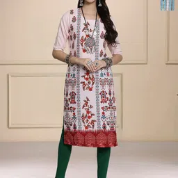 HERE&NOW Selection Of 2 Ethnic Motifs Printed Round Neck Straight Kurta-picture-22