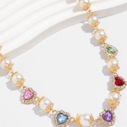 StyleCast x Revolte Gold-Plated Artificial Stones Studded And Beaded Necklace-image-68
