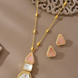 STYYO Gold-Plated Artificial Stones Studded Jewellery Set-image-25