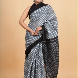 Lovwear Grey Pure Cotton Sarees-picture-41
