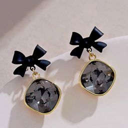 PolluxCraft Gold-Plated Artificial Stones Studded Contemporary Korean Drop Earrings-picture-3