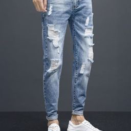 KPOP Men Squeeze Hug Skinny Fit Trousers-image-5