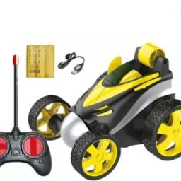R/C Rechargeable Twisting Stunt Car with Music & Lights for Kids (Yellow, Black-image-11