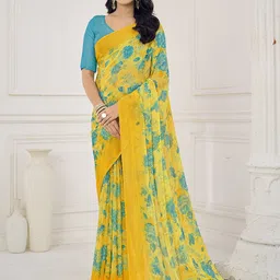 DIVASTRI Floral Poly Chiffon Saree-image-70
