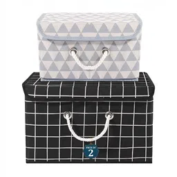 Aura Black & Grey 2 Pieces Multipurpose Storage Box With Lid & Handle-5