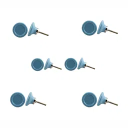 Indianshelf 6-Pcs Turquoise Blue & Grey Crackle Printed Ceramic Knobs-image-94