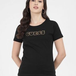 GUESS Women Typography Printed Round Neck Cotton T-shirt-picture-13