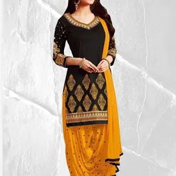 Unstitched Printed Cotton Blend Kurta & Patiyala Dress Material with Dupatta-image-117