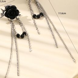 Anouk Silver-Plated American Diamond Studded Floral Shaped Korean Drop Earrings-9