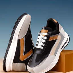 Bxxy Men Colourblocked Round Toe Hidden Height Increasing High-Top Lightweight Sneakers-picture-16