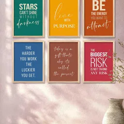 WALLLANE Multicoloured Modern Wall Art With Frames (Set of 6) image 2