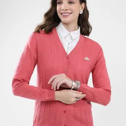 Monte Carlo Women V Neck Cable Knit Cardigan-picture-44