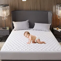 CRAZY WORLD White Polycotton Water Resistant Mattress Protector-image-96