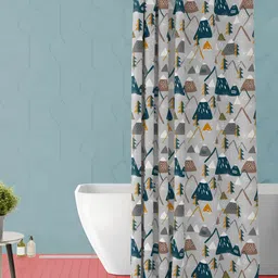 ArtzFolio Grey & Brown Printed Waterproof Shower Curtain-10