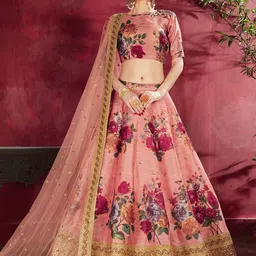 DIVASTRI Embellished Sequinned Semi-Stitched Lehenga & Unstitched Blouse With Dupatta-picture-9