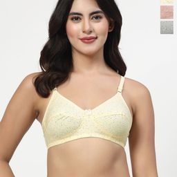 LILY Imhsar Pack of 3 Floral Printed Full Coverage Seamed Non Padded Everyday Bra-picture-9