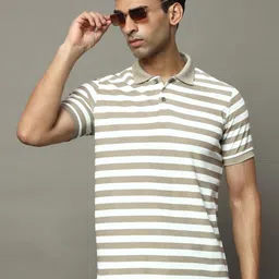 OGEN Men Striped Polo Collar Pockets T-shirt-image-79