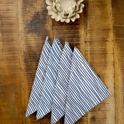 Ratan Cart 4-Pcs Blue & White Striped Cotton Table Napkins-44