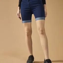 DOLCE CRUDO Women Skinny Fit High-Rise Denim Denim Shorts-picture-10