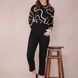 Crimsoune Club Women Geometric Printed Crop Pullover-image-45