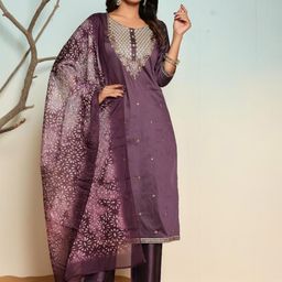 SUAAC Women Ethnic Motifs Embroidered Thread Work Kurta with Trousers & With Dupatta-picture-50