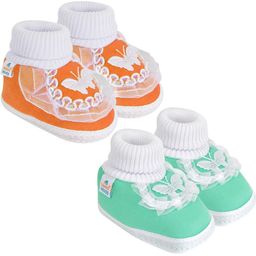 NESKA MODA 0 To 6 Month Combo Pack of 2 Pair Newborn Baby Girls Soft Cotton Butterfly Frill Booties-23