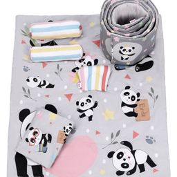 Babyhug 100% Cotton Crib Bedding Set Panda Print Regular - Grey (Cot not Included) image 5