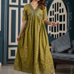 Shedika Ethnic Motifs Print Fit & Flare Maxi Dress-image-10