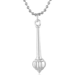 Morir Silver Plated Lord Hanuman Gada Pendant with Chain-image-94