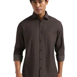Calvin Klein Jeans Men Spread Collar Textured Cotton Slim Fit Casual Shirt-image-69