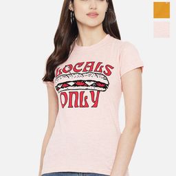 Dreambe Women Pack Of 3 Typography Printed Round Neck Cotton T-shirts-picture-37