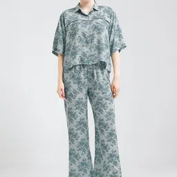 I like me Floral Printed Shirt Collar Neck Shirt With Palazzos Co-Ords-picture-30