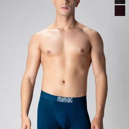 Maniac Men Pack Of 3 Mid Rise Anti Bacterial Trunks MN25-3PCK-MODAL-TRUNKS-BLK_PTRL_BRGD-S-14