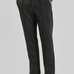 Snitch Men Dark Charcoal Black Mid-Rise Regular Fit Trouser-image-17