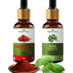 Nature Glow Herbal Set Of 2 Kumkumadi & Basil Essential Oils- 15ml Each-47