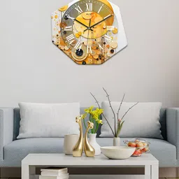 OLIVE TREE Yellow & Black Printed Geometric Wall Clock-57