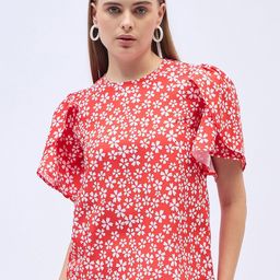 ANJIR Floral Printed Flutter Sleeve Crepe Top-picture-26