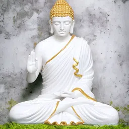 Vrinban International White & Gold Toned Buddha Idol Showpiece-picture-29